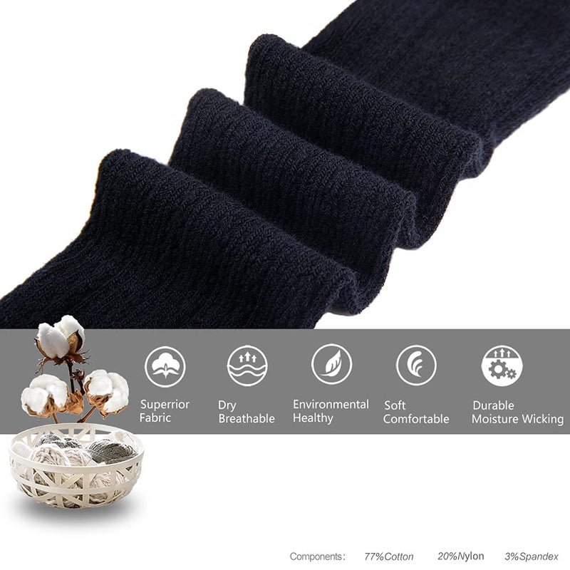 Petrass Girls Tights Toddler Cable Knit Cotton Footed Seamless Dance Ballet Baby Girls' Leggings 3 Pack Grey/Black/Navy 5-6Y - Image 3